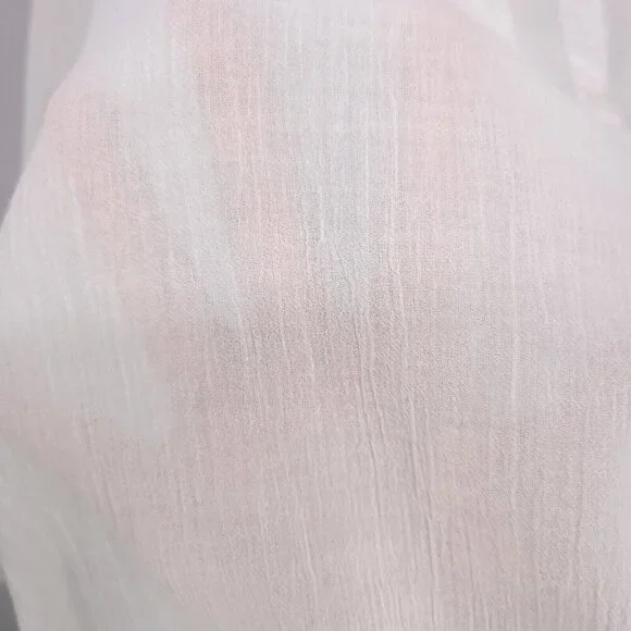 LL Bean Cotton Gauzy Long Sleeve Button Up Shirt Womens Medium Sheer White Beach - Picture 3 of 13